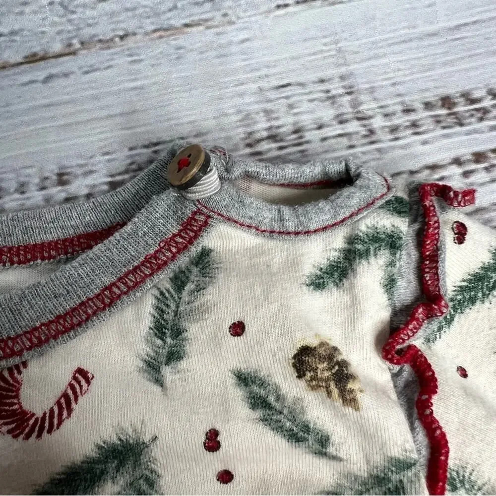 Burts Bees‎ 3-6 Months Christmas Candy Cane Bodysuit Pants Set Organic Cotton